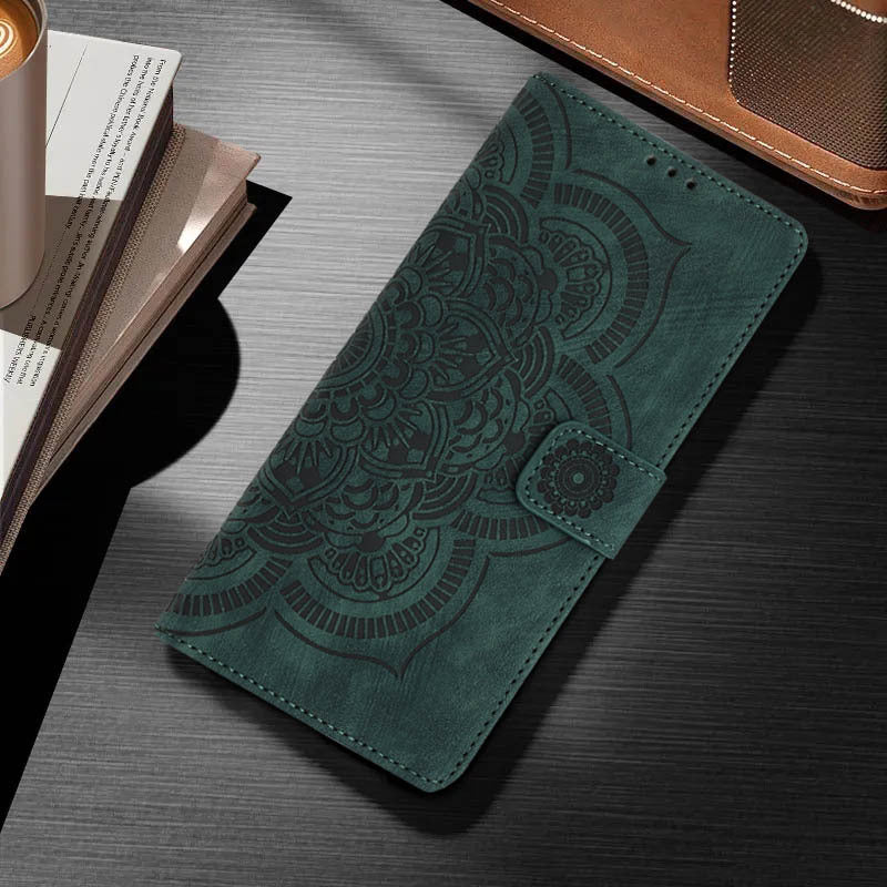 Embossed mandala flower flip case for Samsung