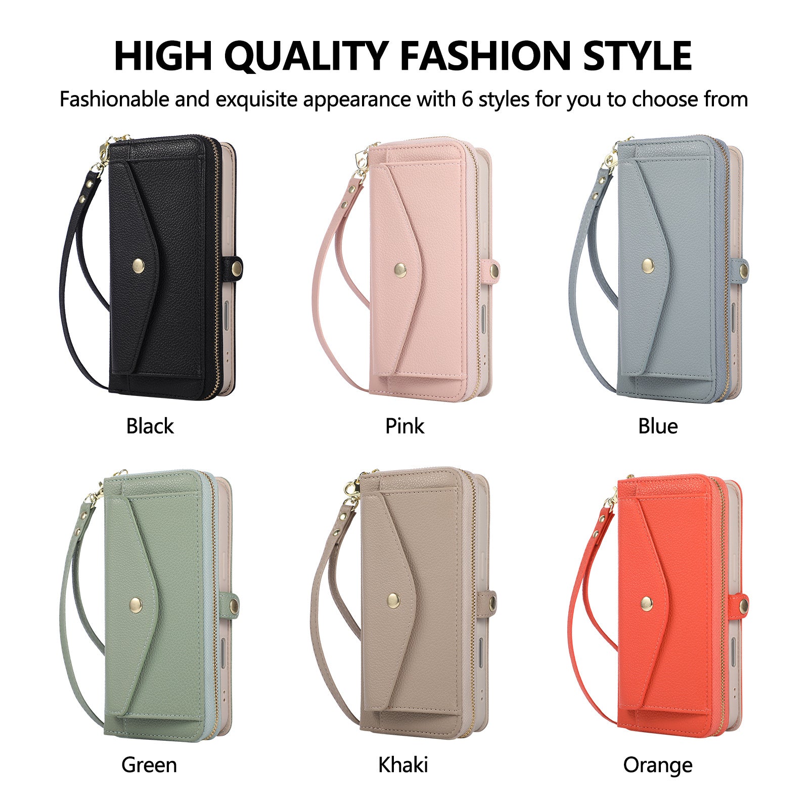 Crossbody multi-functional zipper bag case for iPhone