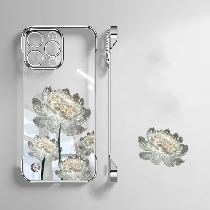 Flower borderless stand phone case For iPhone