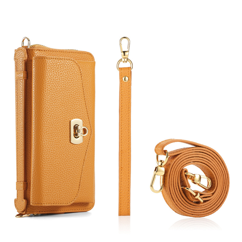 RFID Lychee Pattern Crossbody Magnetic Wallet Case for iPhone
