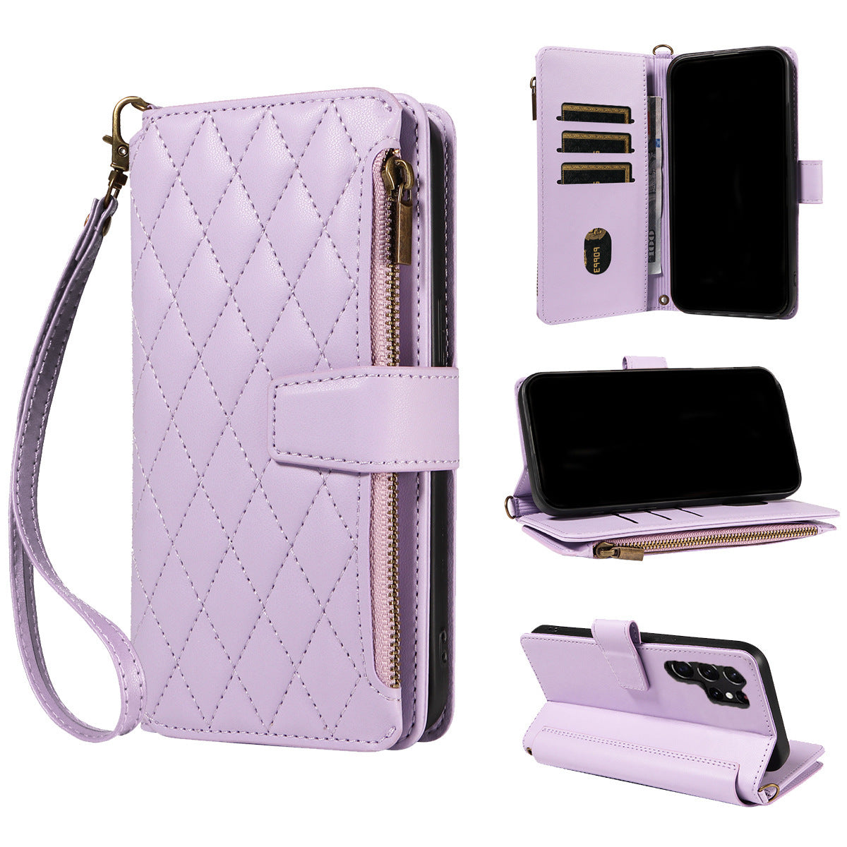 Zipper Insert Card Strap Hanging Rope Case For Samsung