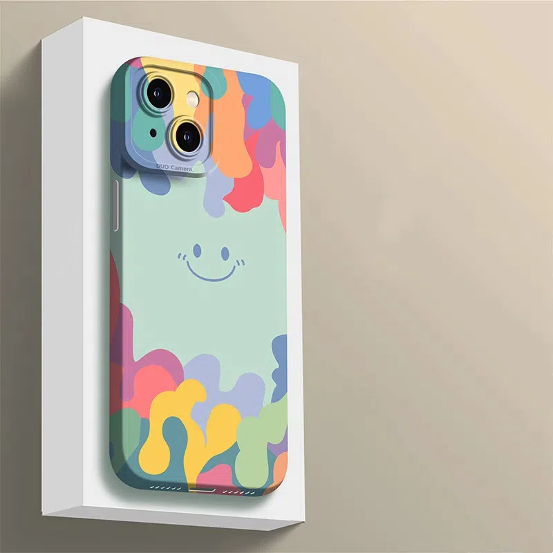 Smile Color Liquid Silicone Case For iPhone