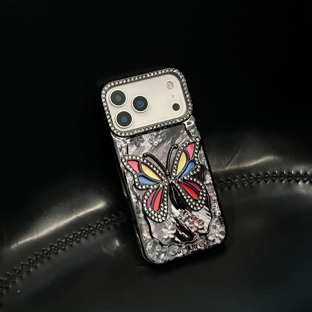 Electroplated rhinestone butterfly case for iPhone