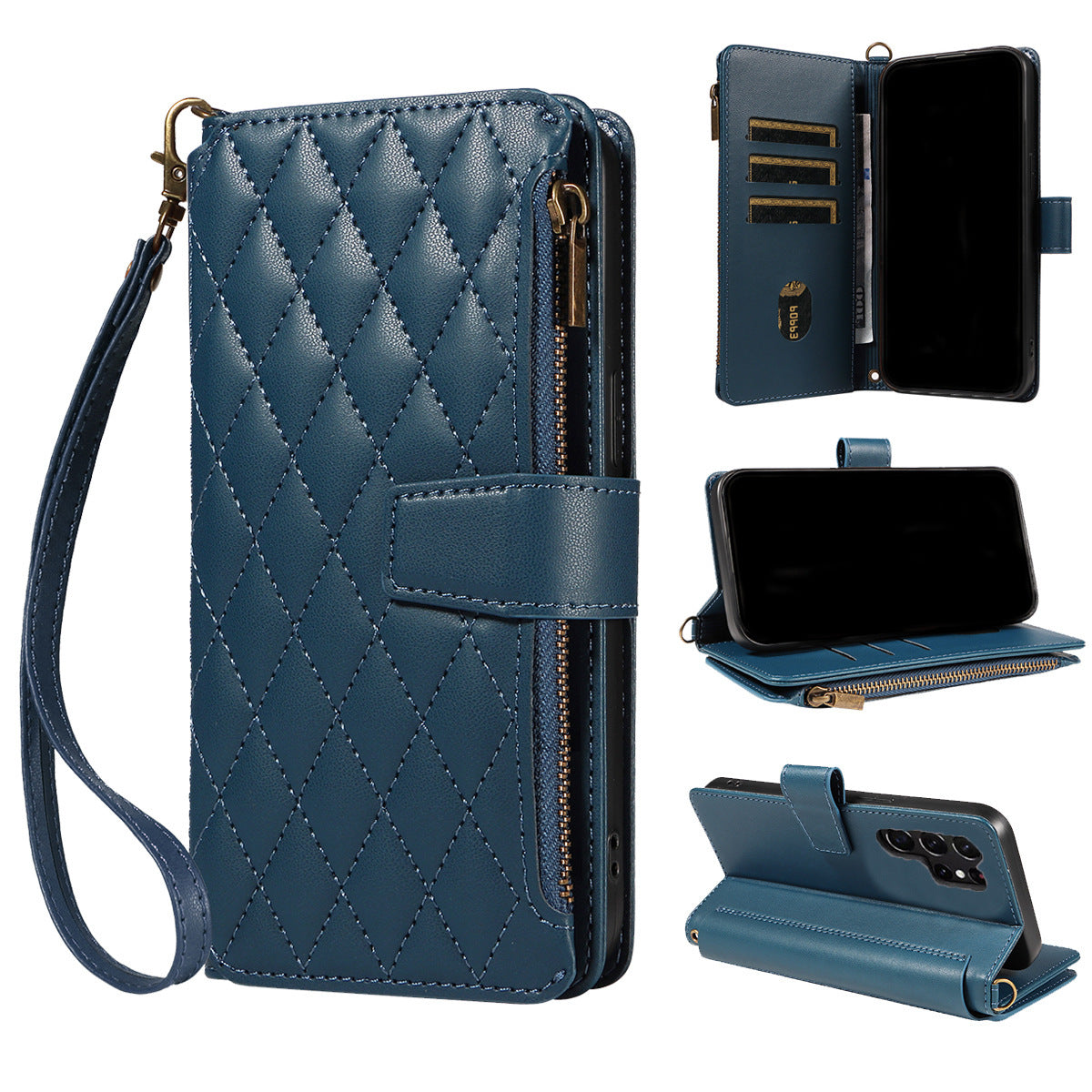 Zipper Insert Card Strap Hanging Rope Case For Samsung