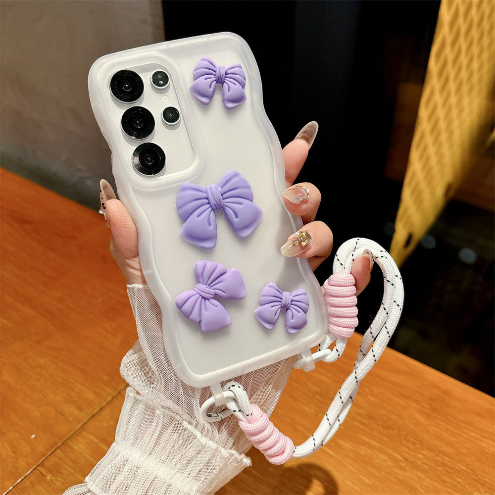 Wave Pattern Bowknot Lanyard Case for Samsung