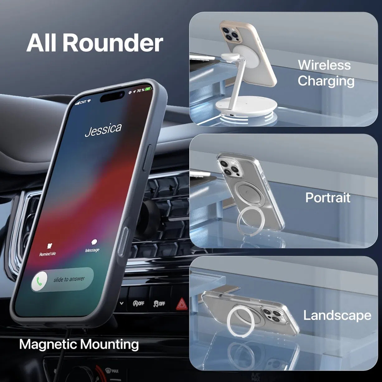 360° Rotating Bracket Magsafe Magnetic Skin Feel Case For iPhone