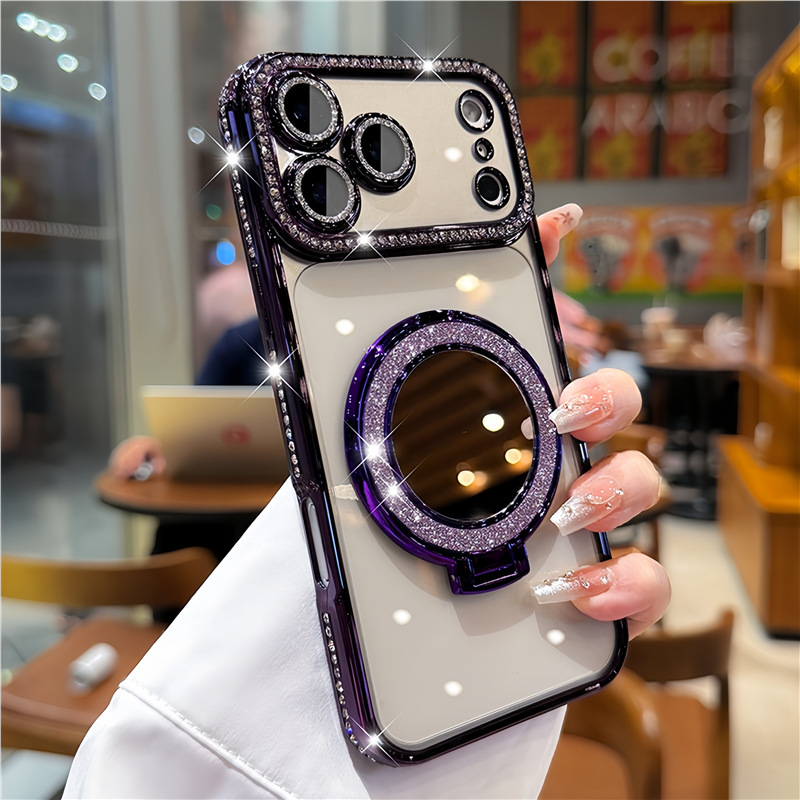 Chain Mirror Ring Stand Case for iPhone