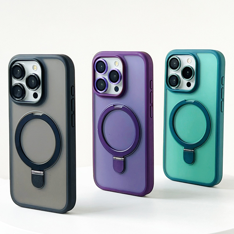 Magsafe Magnetic Folding Stand with Lens Protector Case For iPhone