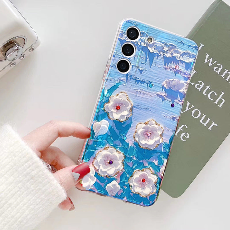 Blue light diamond oil painting case for Samsung