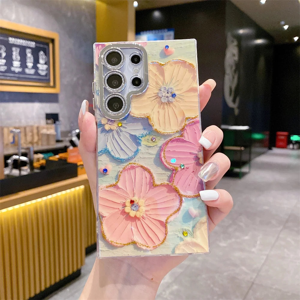 Oil Painting Butterfly Flower Case For Samsung