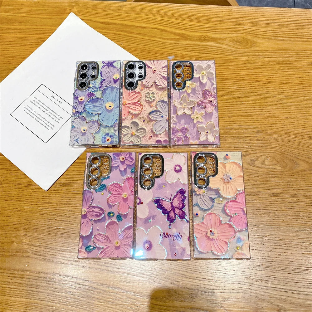 Oil Painting Butterfly Flower Case For Samsung