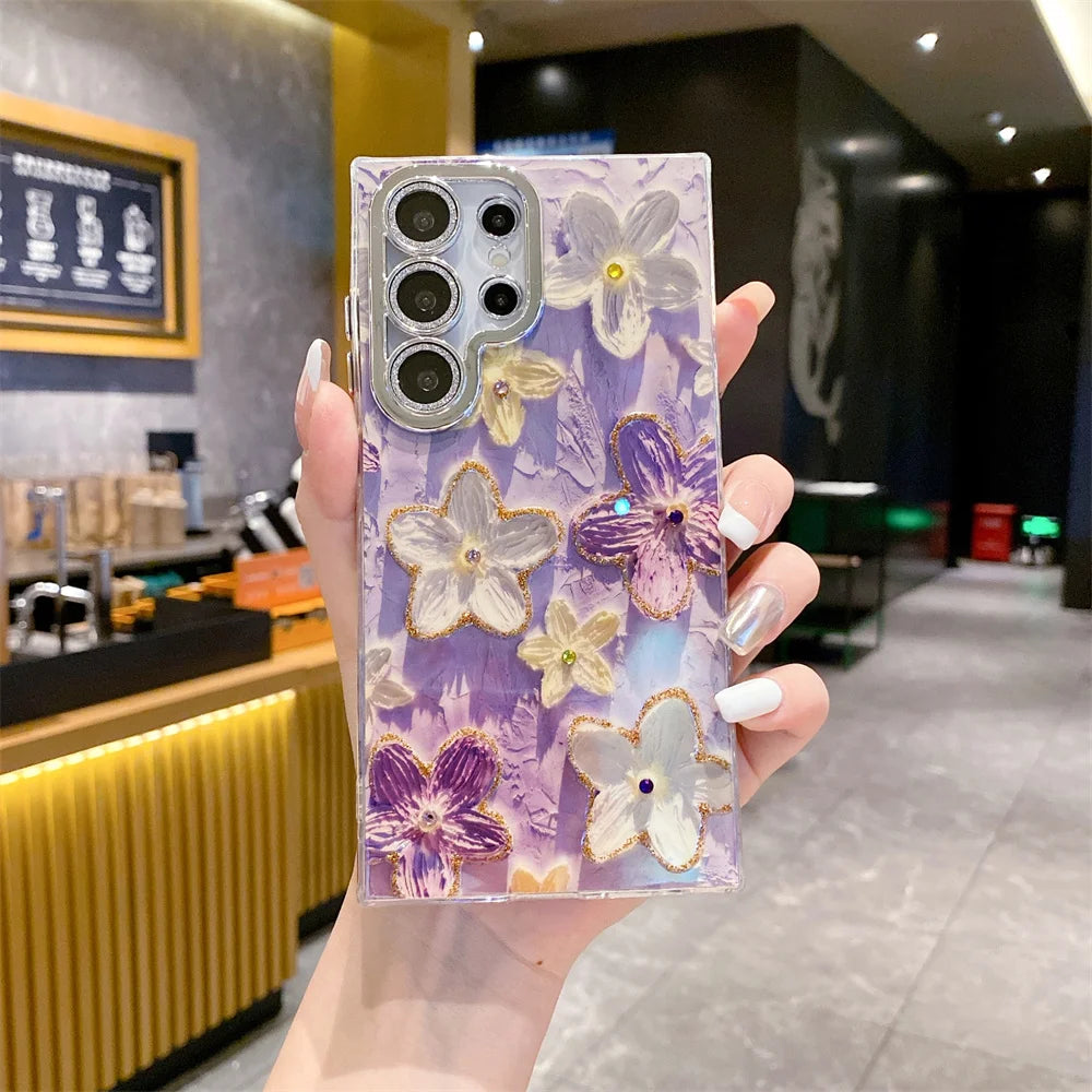 Oil Painting Butterfly Flower Case For Samsung