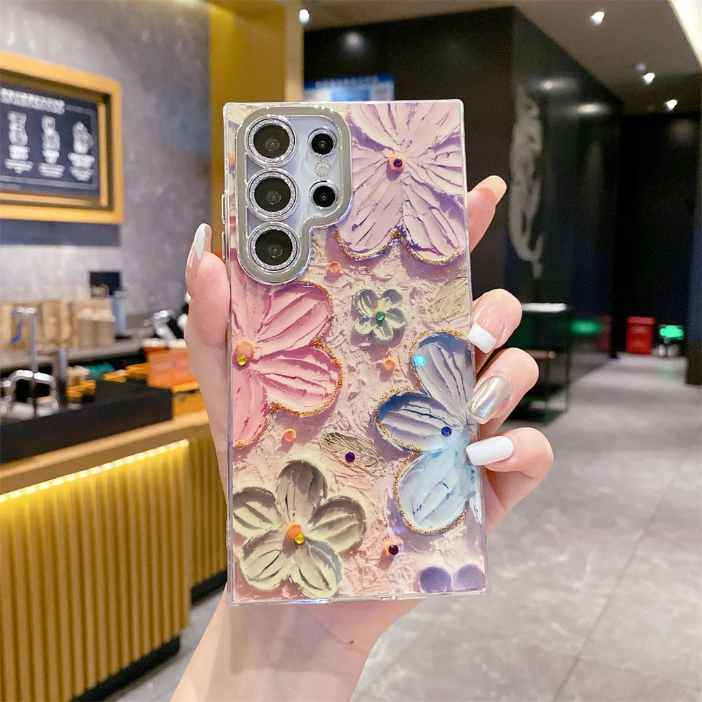 Oil Painting Butterfly Flower Case For Samsung