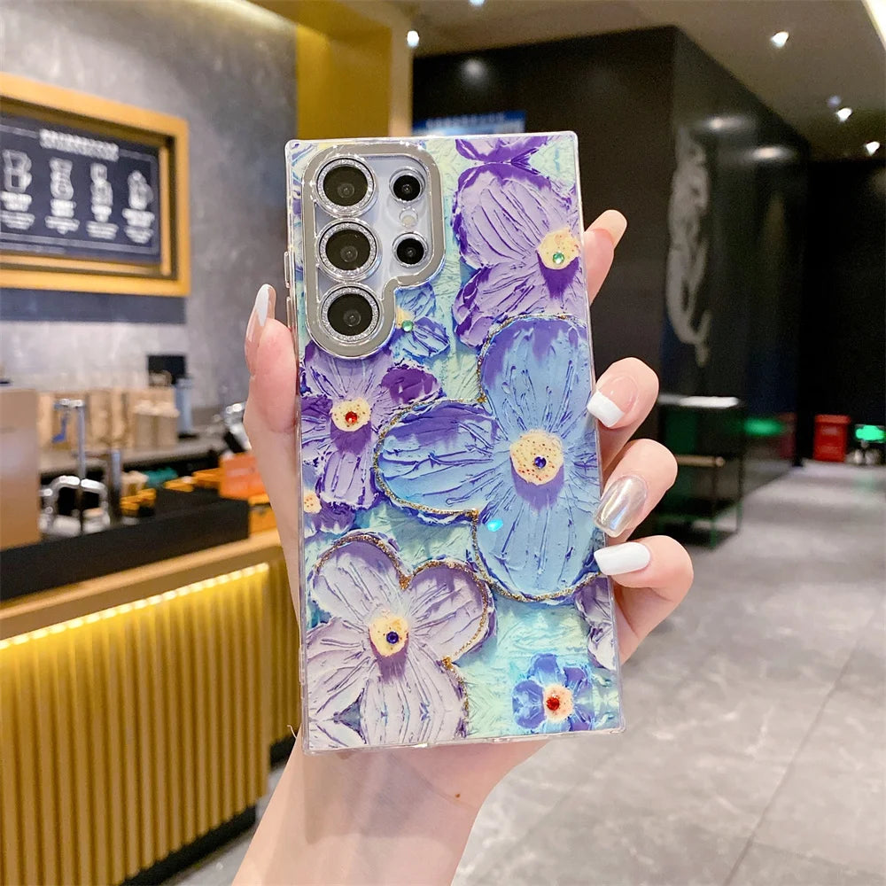 Oil Painting Butterfly Flower Case For Samsung