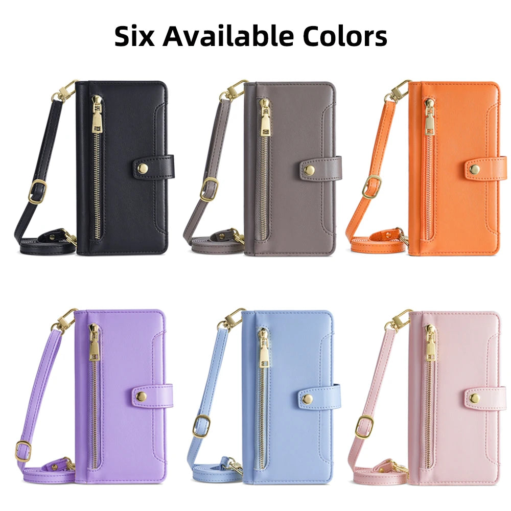 Card Slot Flip Wallet Crossbody Case for iphone