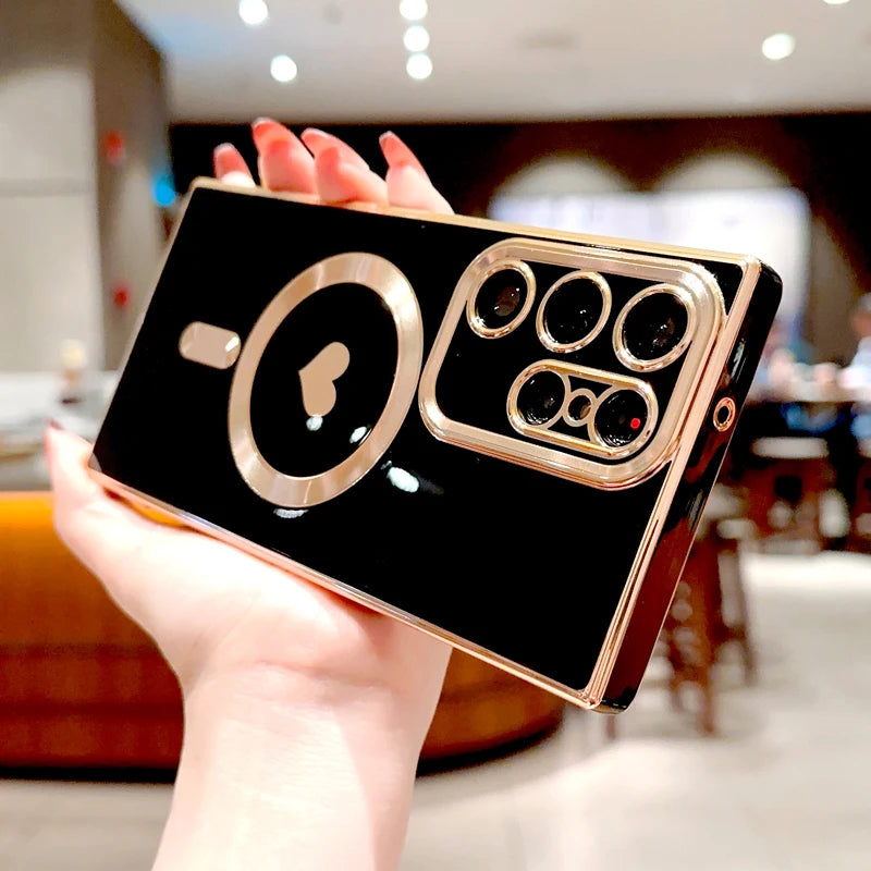 Magsafe Magnetic Love Heart Plating Soft Case For Samsung