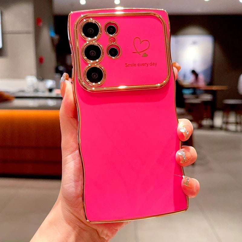 Love Heart Plating Soft  Case For Samsung