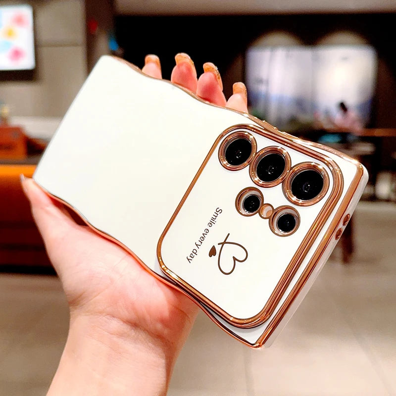 Love Heart Plating Soft  Case For Samsung