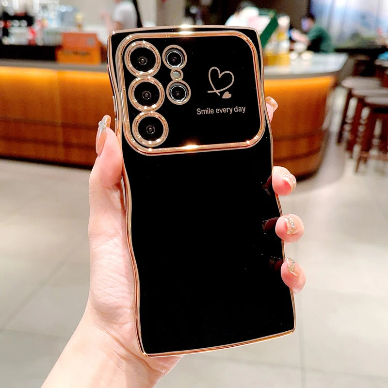 Love Heart Plating Soft  Case For Samsung