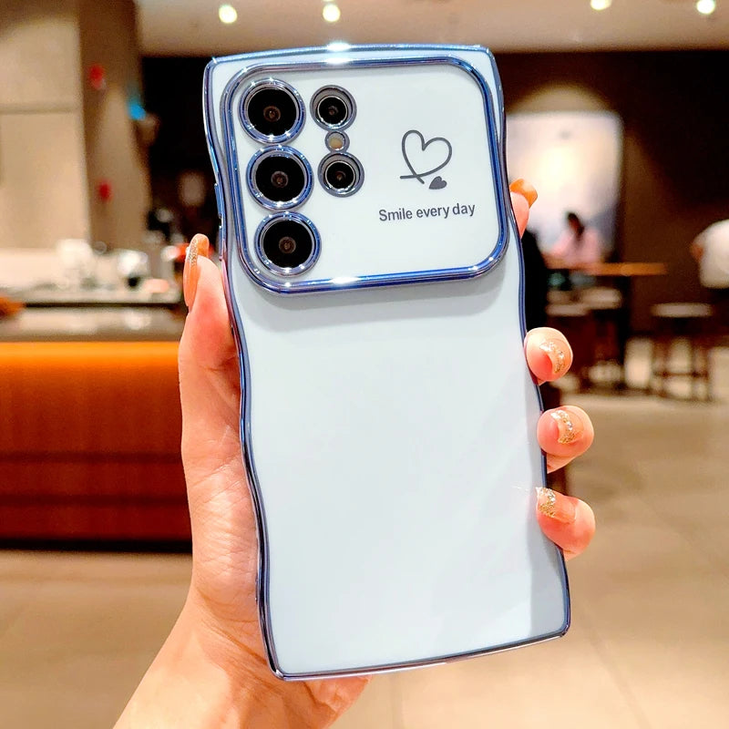 Love Heart Plating Soft  Case For Samsung