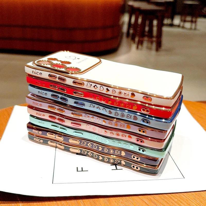 Love Heart Plating Soft  Case For Samsung