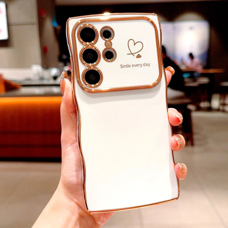 Love Heart Plating Soft  Case For Samsung