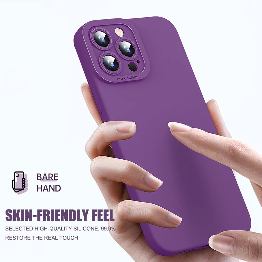 Purple Liquid Silicone Soft Shockproof  Case For iPhone