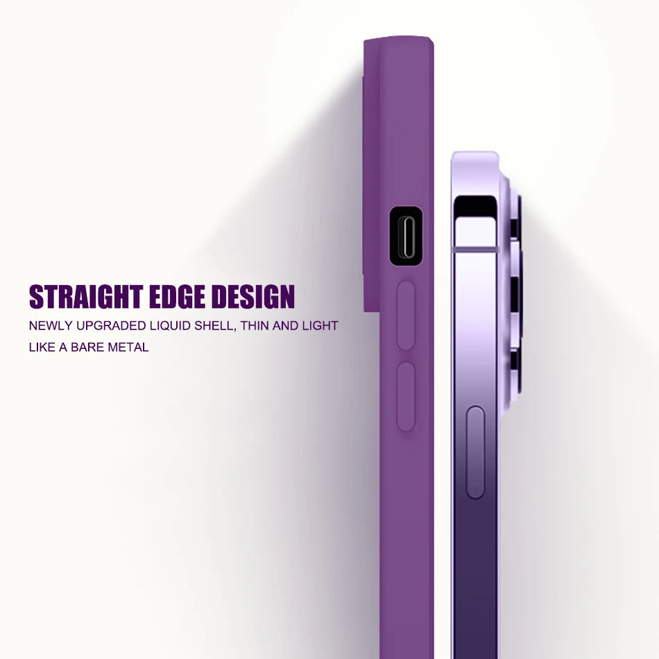 Purple Liquid Silicone Soft Shockproof  Case For iPhone