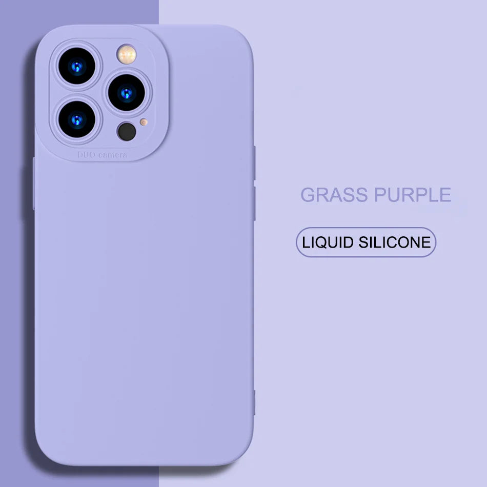 Purple Liquid Silicone Soft Shockproof  Case For iPhone