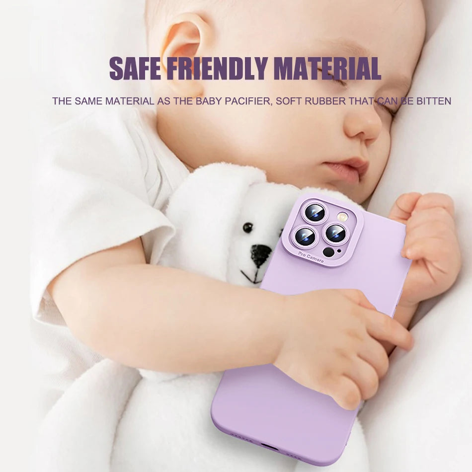 Purple Liquid Silicone Soft Shockproof  Case For iPhone