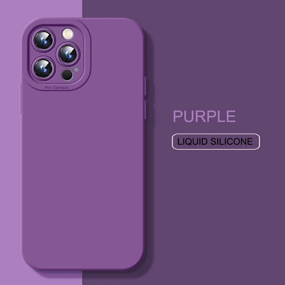 Purple Liquid Silicone Soft Shockproof  Case For iPhone