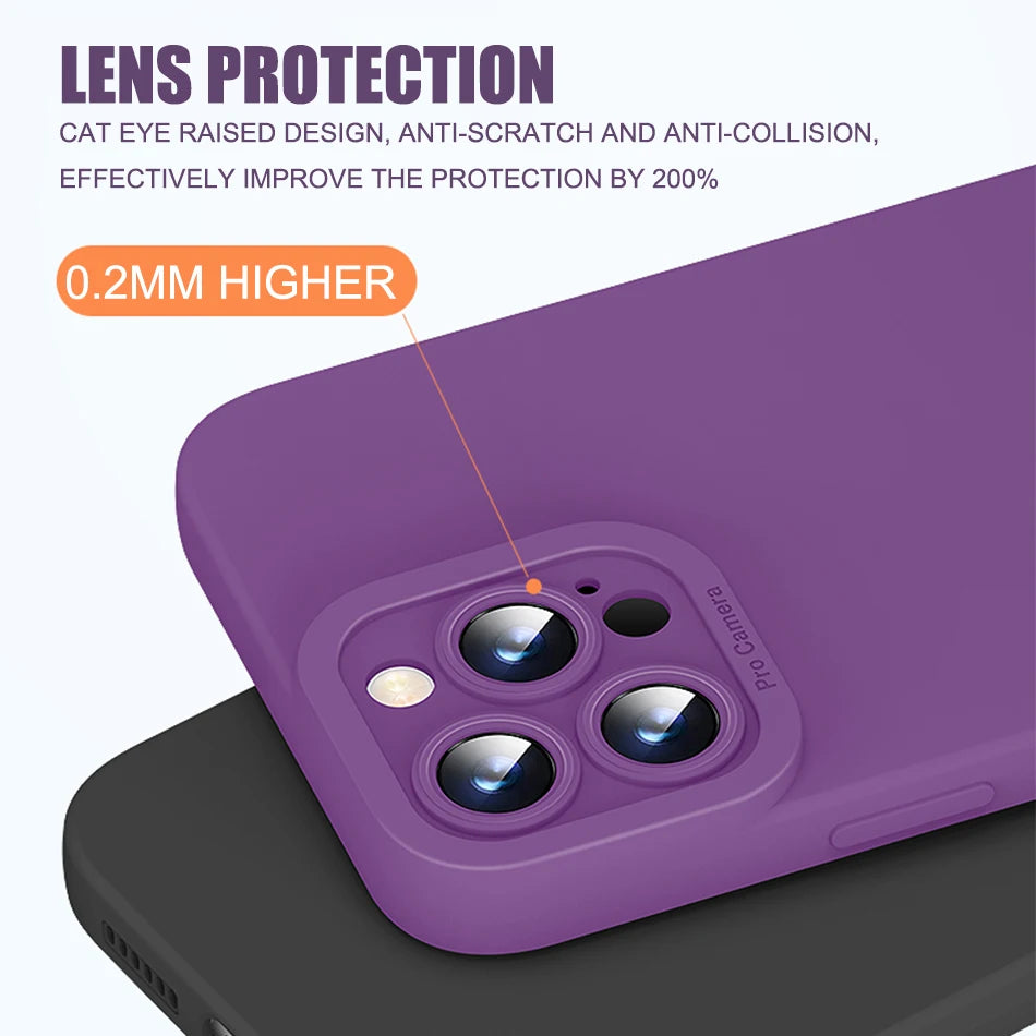 Purple Liquid Silicone Soft Shockproof  Case For iPhone