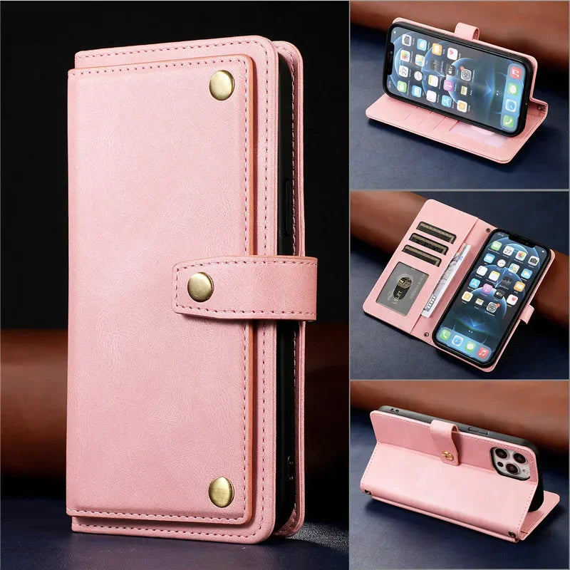 Retro Flip Leather  Wallet Multi  Card  cover For iPhone