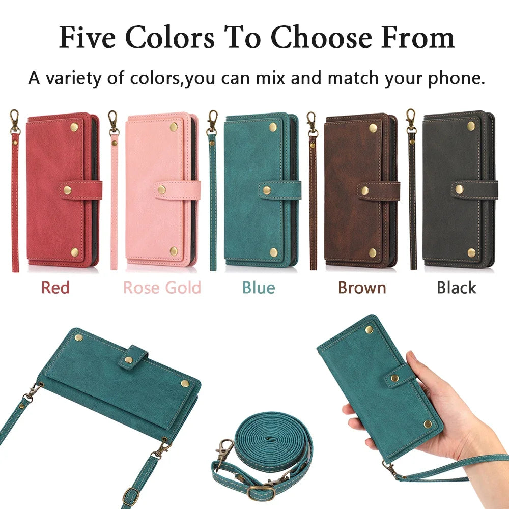 Retro Flip Leather  Wallet Multi  Card  cover For iPhone