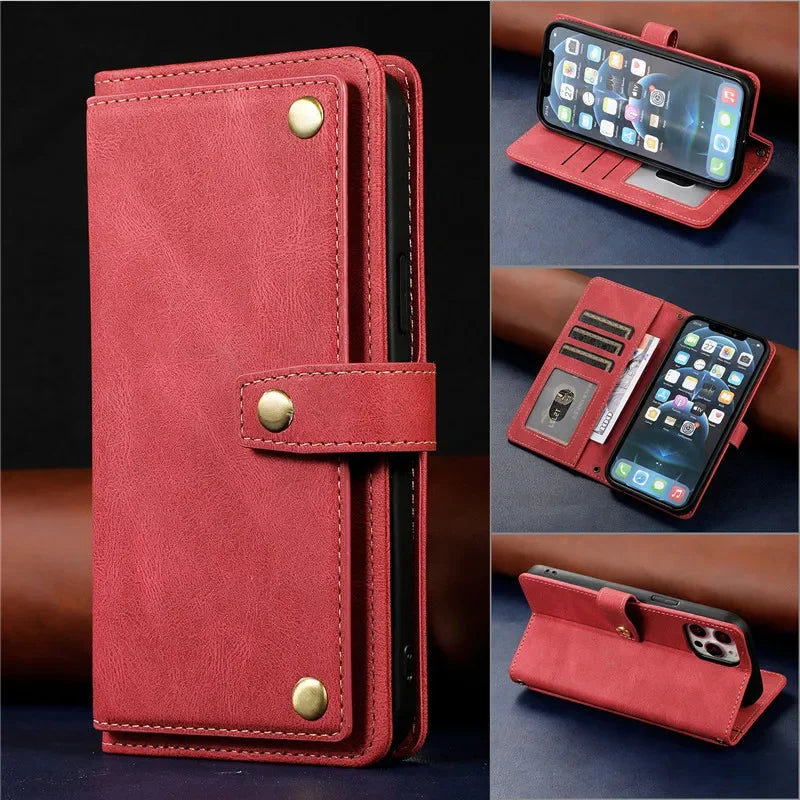 Retro Flip Leather  Wallet Multi  Card  cover For iPhone