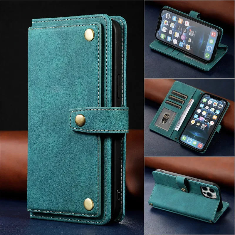 Retro Flip Leather  Wallet Multi  Card  cover For iPhone
