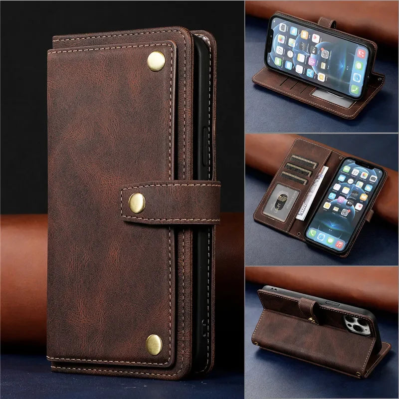 Retro Flip Leather  Wallet Multi  Card  cover For iPhone