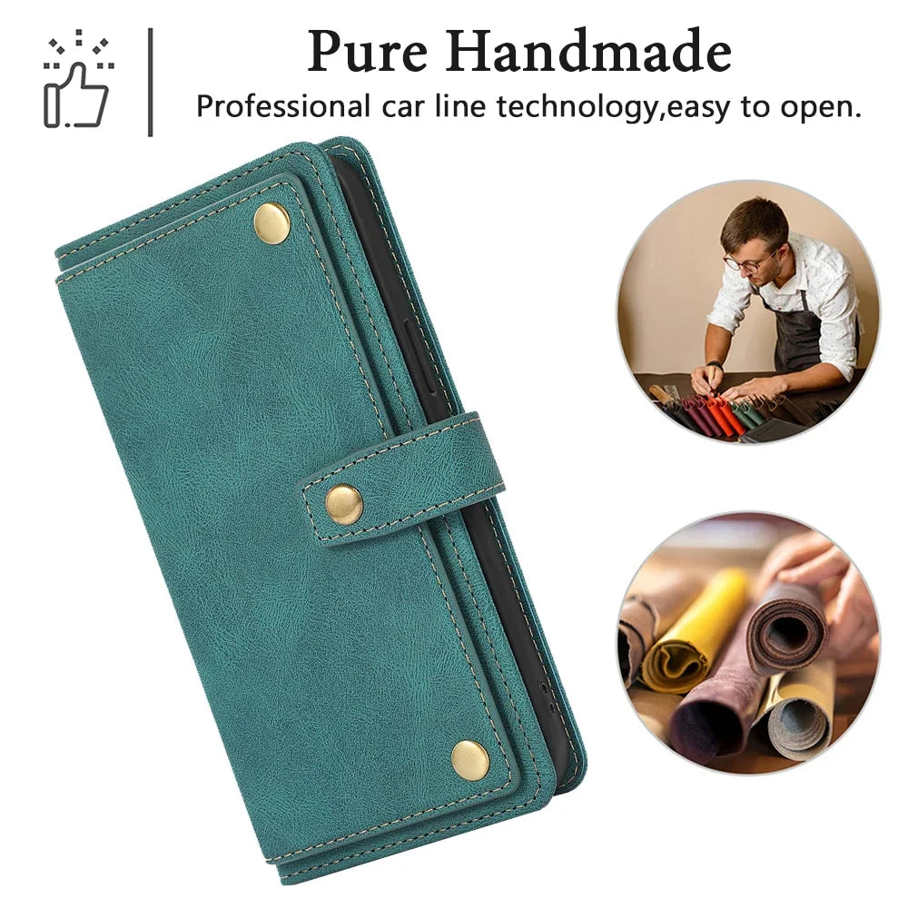 Retro Flip Leather  Wallet Multi  Card  cover For iPhone