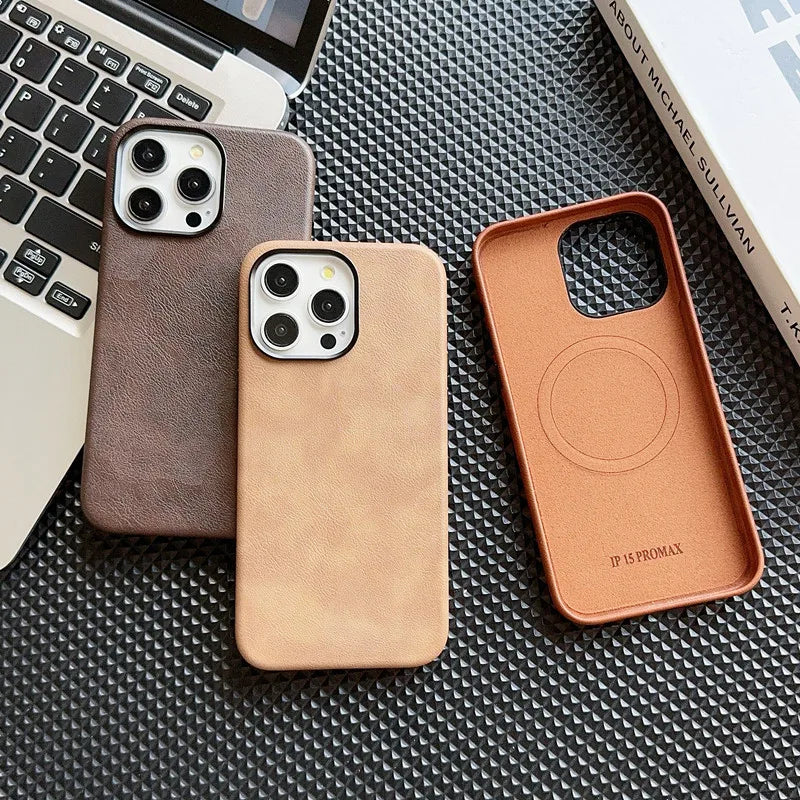 Magsafe Magnetic Vintage High Quality Leather Case For iPhone