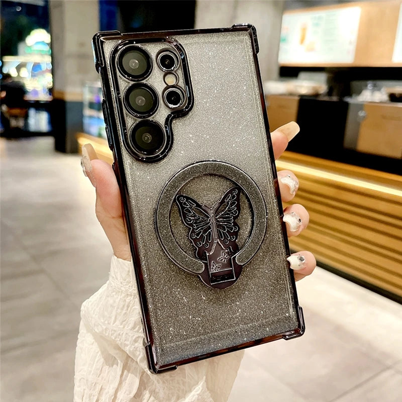 Plating Butterfly Holder Case For Samsung
