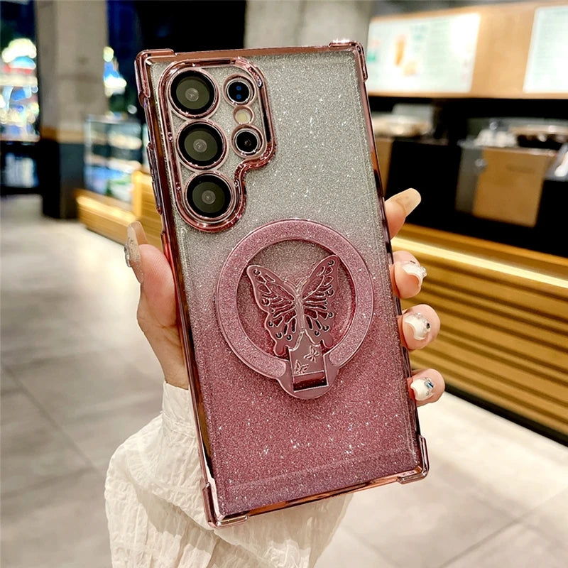 Plating Butterfly Holder Case For Samsung