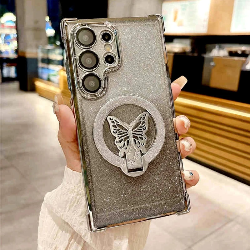 Plating Butterfly Holder Case For Samsung