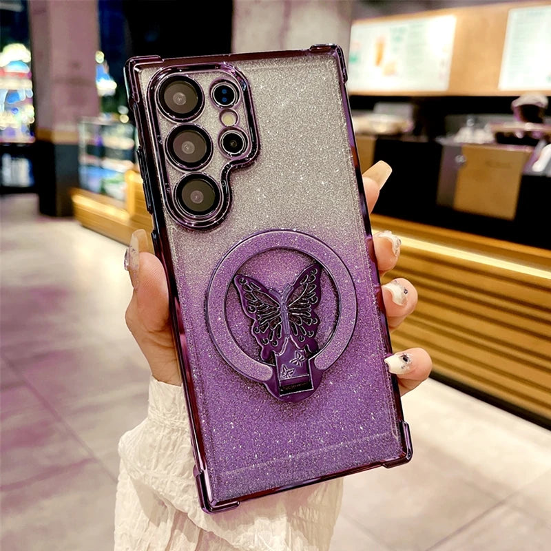 Plating Butterfly Holder Case For Samsung