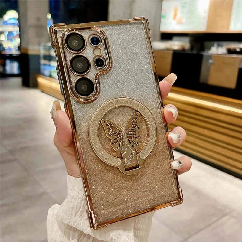 Plating Butterfly Holder Case For Samsung