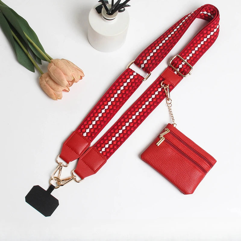 Adjustable crossbody phone lanyard with coin purse