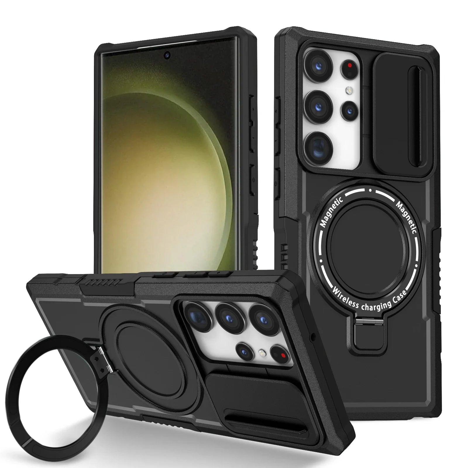 Sliding Camera Kickstand Magnetic Case for Samsung
