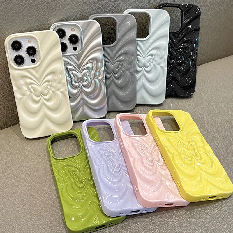 Ins 3D Fold Butterfly Glossy Case For iPhone