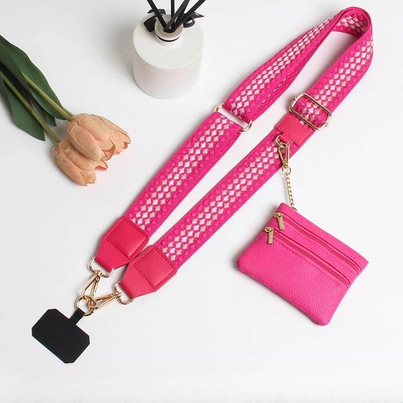 Adjustable crossbody phone lanyard with coin purse
