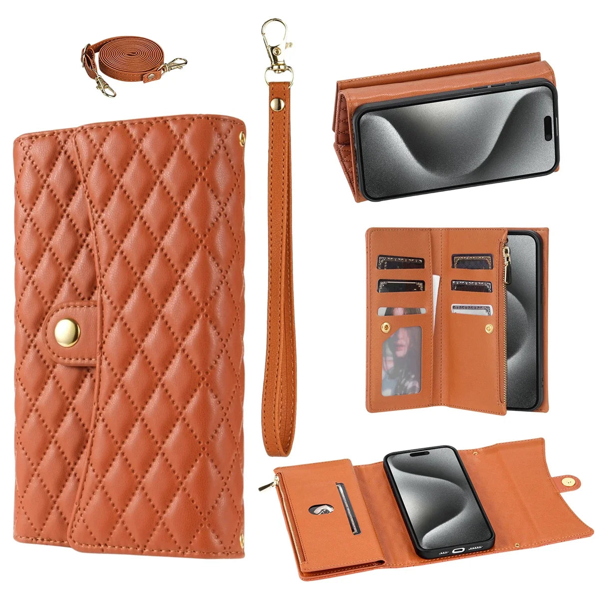 Crossbody Lanyard Card Wallet Leather Case For iPhone