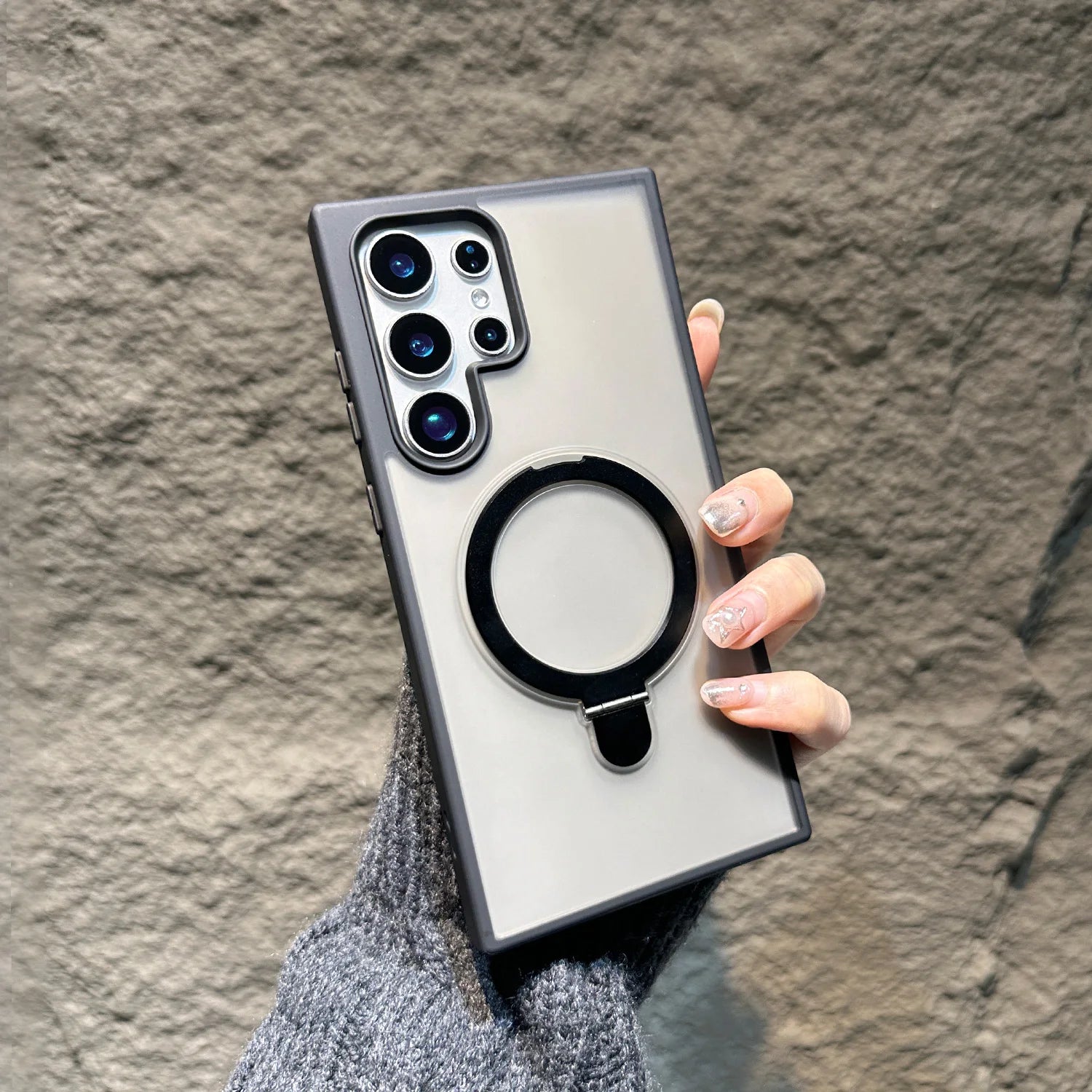 Magsafe Magnetic Matte Metal Ring Stand Case For Samsung